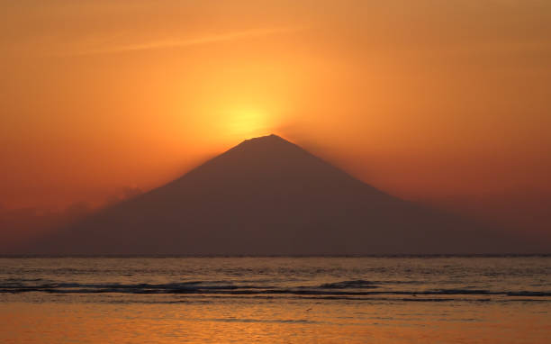 Mount Agung sunset stock photo