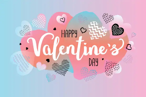 Vector illustration of Happy Valentines Day greeting