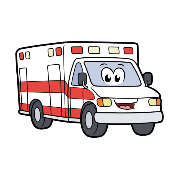 Cute Smiling Ambulance Car Stock Illustration - Download Image Now -  Ambulance, Cartoon, Car - iStock