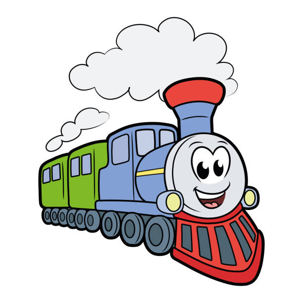 かわいい笑顔の鉄道 - cartoon train点のイラスト素材／クリップアート素材／マンガ素材／アイコン素材