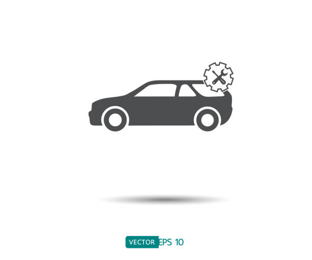 ilustrações de stock, clip art, desenhos animados e ícones de car service icon, auto repair, flat maintenance logo design vector illustration - 6206