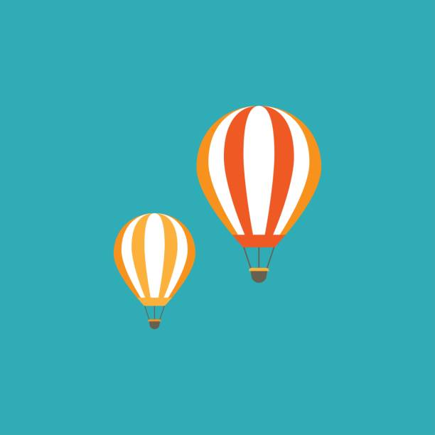 ilustrações, clipart, desenhos animados e ícones de balões de ar laranja voando no céu azul. - blowing a balloon