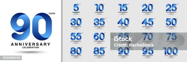 Set Of Anniversary Logotype Modern Anniversary Celebration Icons Design For Company Profile Booklet Leaflet Magazine Brochure Invitation Or Greeting Card Stock Illustration - Download Image Now