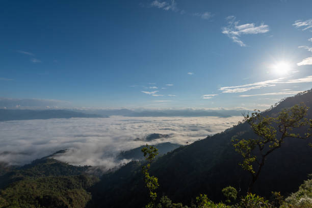 istock fog and cloud mountain valley landscape on sunrise 1125910863