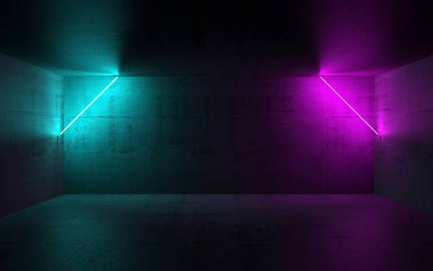 istock Dark interior with colorful neon lights, 3 d 1125911177