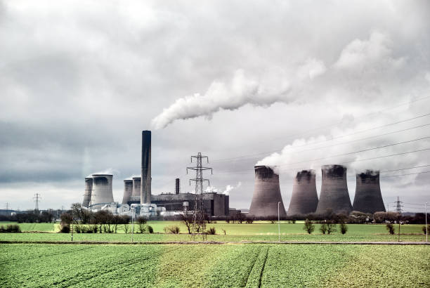 발전소 - global warming power station smoke stack coal 뉴스 사진 이미지