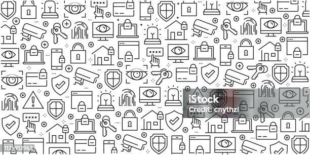 Vector Set Of Design Templates And Elements For Security In Trendy ...