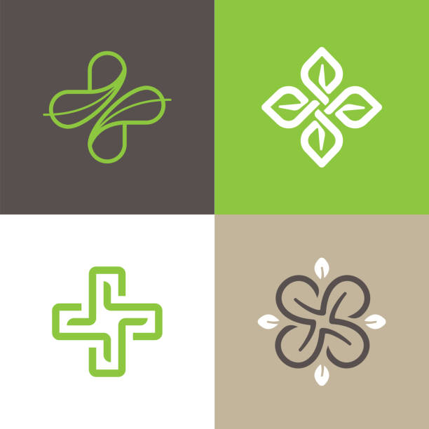 ector set of abstract logos and emblems - alternative medicine Vector set of abstract logos and emblems - alternative medicine concepts and holistic health centers alternative lifestyle stock illustrations