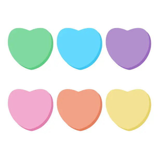 Vector illustration of Rainbow Candy Hearts Collection