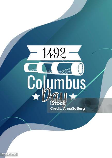 Happy Columbus Day Lettering Inscription Logo Sign Stock Illustration - Download Image Now - Advertisement, American Culture, Calligraphy