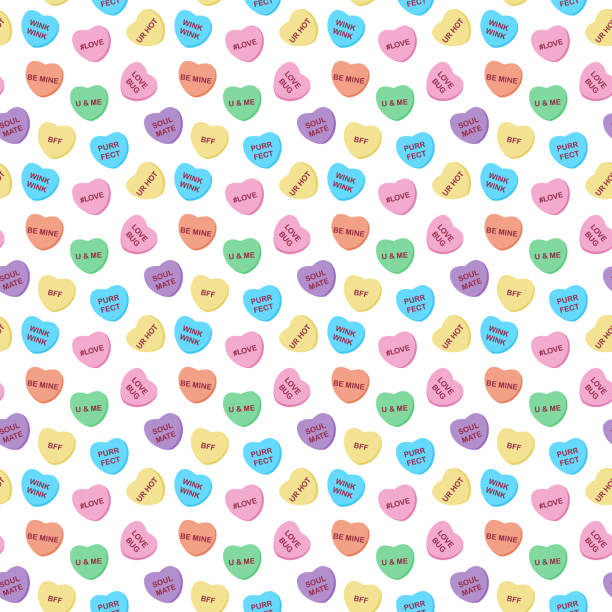 ilustrações de stock, clip art, desenhos animados e ícones de candy hearts seamless pattern - lots of candy hearts