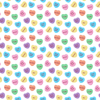 Pastel rainbow conversation heart candy design for Valentine's Day
