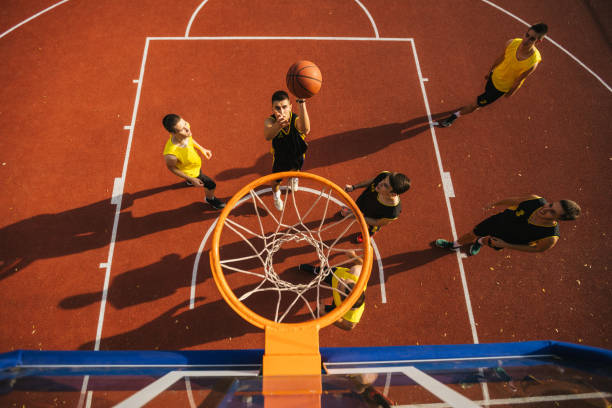 Drone point view of basket game