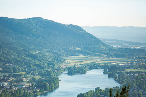 istock Panoramic top view of Drammen city 1125937681
