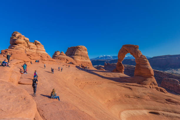 Delicate arch in Arches National Park Delicate arch in Arches National Park natural bridges national park photos stock pictures, royalty-free photos & images