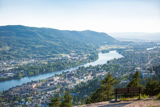 istock Panoramic top view of Drammen city 1125938129