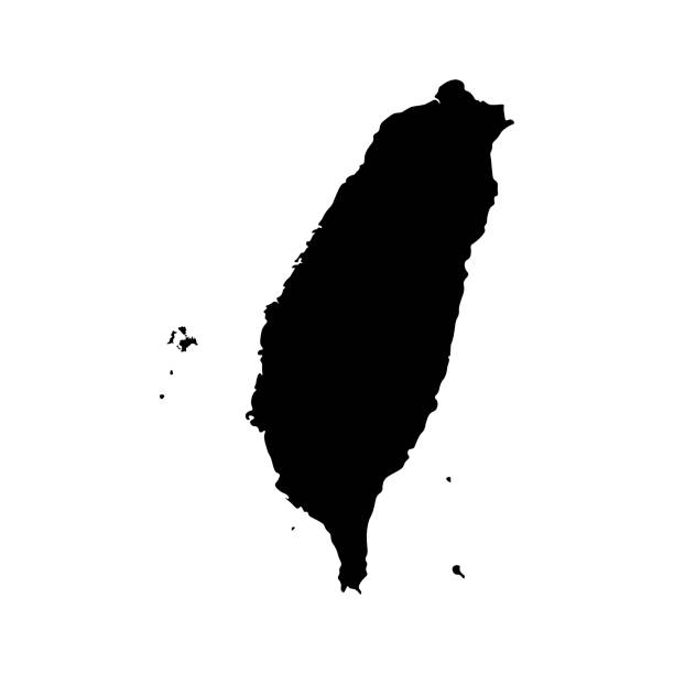 illustrazioni stock, clip art, cartoni animati e icone di tendenza di mappa di taiwan. vettore nero silhouette - taiwanese
