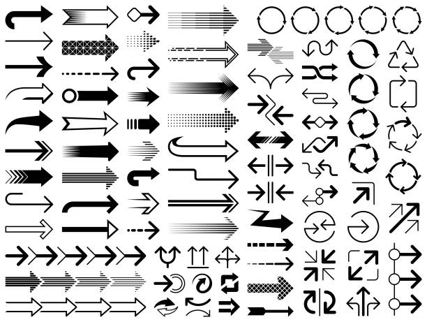 pfeile - vector interface icons arrow sign two objects stock-grafiken, -clipart, -cartoons und -symbole