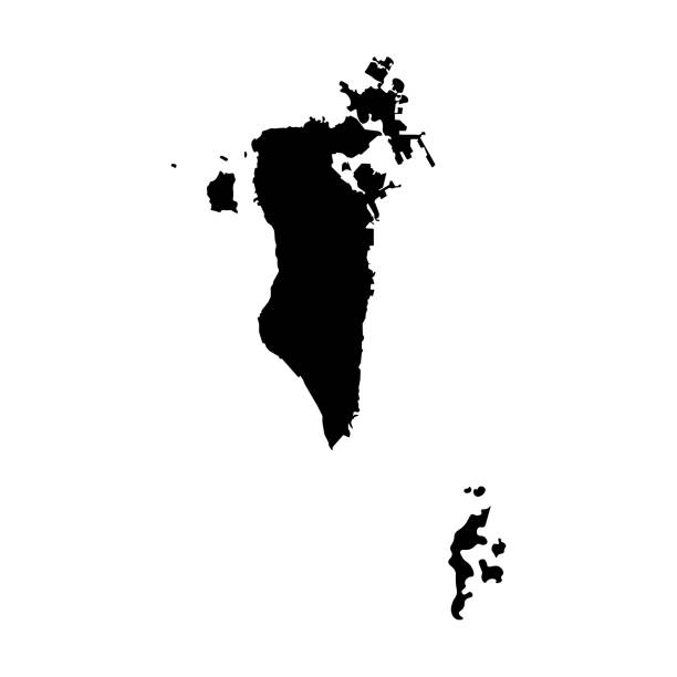 バーレーンの地図。黒いベクター シルエット - バーレーン点のイラスト素材／クリップアート素材／マンガ素材／アイコン素材