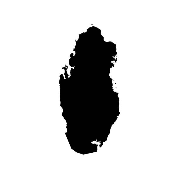 ilustrações de stock, clip art, desenhos animados e ícones de map of qatar. vector black silhouette - qatar