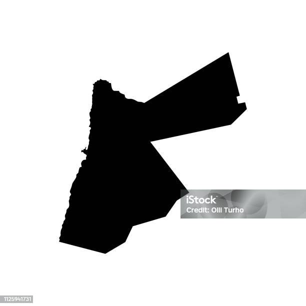 Map Of Jordan Vector Black Silhouette Stock Illustration - Download Image Now - Abstract, Art, Asia