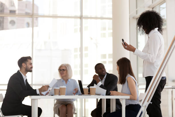istock Diverse business team during meeting in office conference room 1125941782