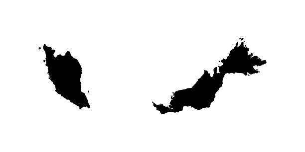 bản đồ malaysia. hình bóng màu đen vector - malaysia hình minh họa sẵn có