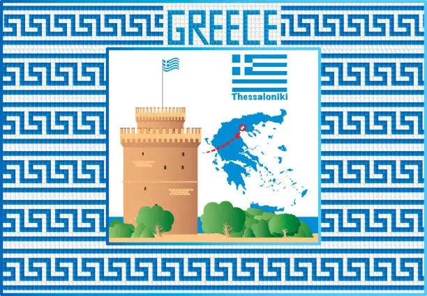 Vector illustration of Greece and Thessaloniki