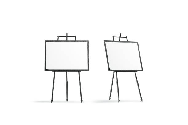 istock Blank white square canvas stand on tripod mockup set 1125950087