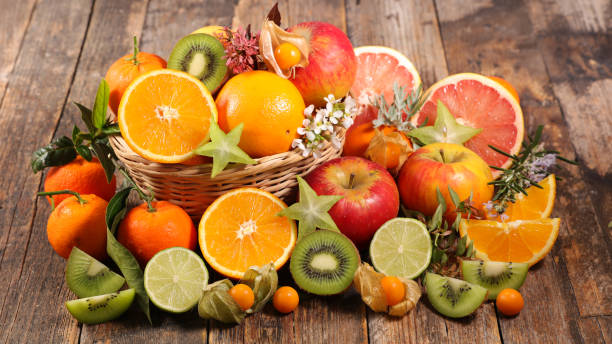 istock basket with fresh fruits 1125950283