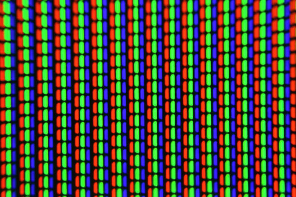 primo piano pixel tv. pixel dello schermo macro - led abstract the media textured effect foto e immagini stock