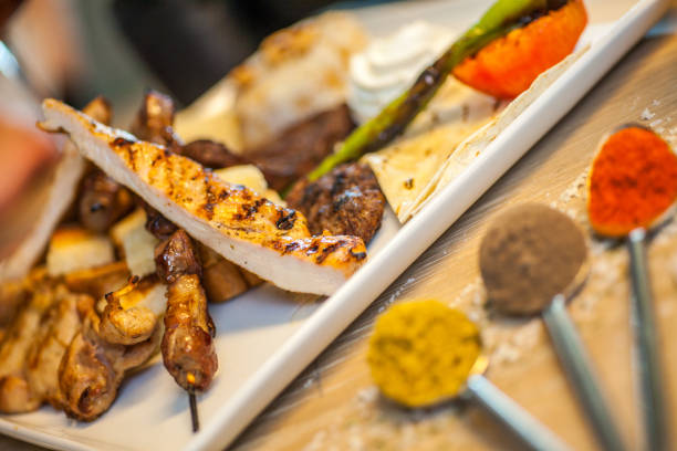 istock Chicken salad and hallumi grilled cheese 1125954266