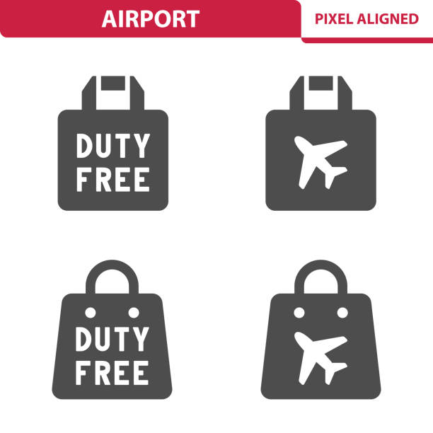 illustrations, cliparts, dessins animés et icônes de icônes de l’aéroport - duty free