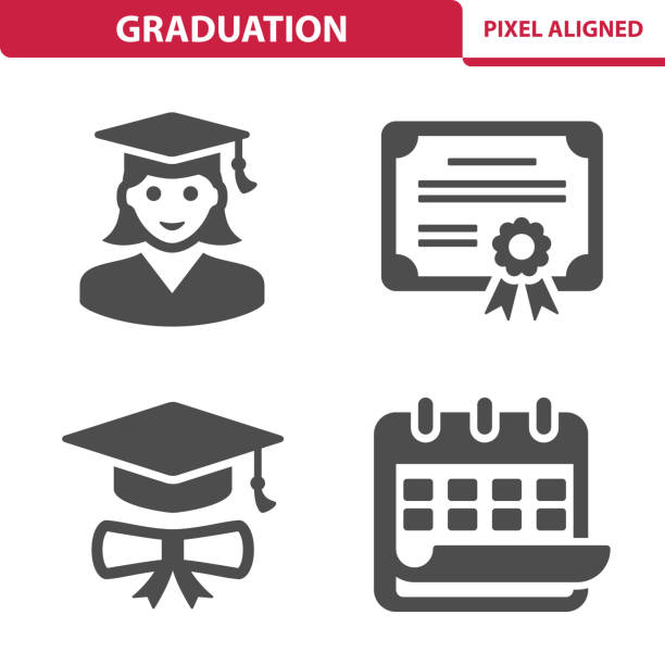 Graduation Icons Professional, pixel perfect icons, EPS 10 format. alumni stock illustrations