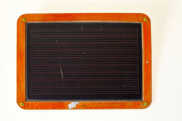 istock Vintage writing slate on white background, lines 1125960397