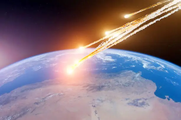 Photo of Attack of the asteroid meteor on the Earth. Elements of this image furnished by NASA.