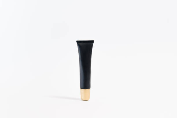istock Blank plastic hand cream bottle on white background. Copy space for text, blank bottle 1125967636