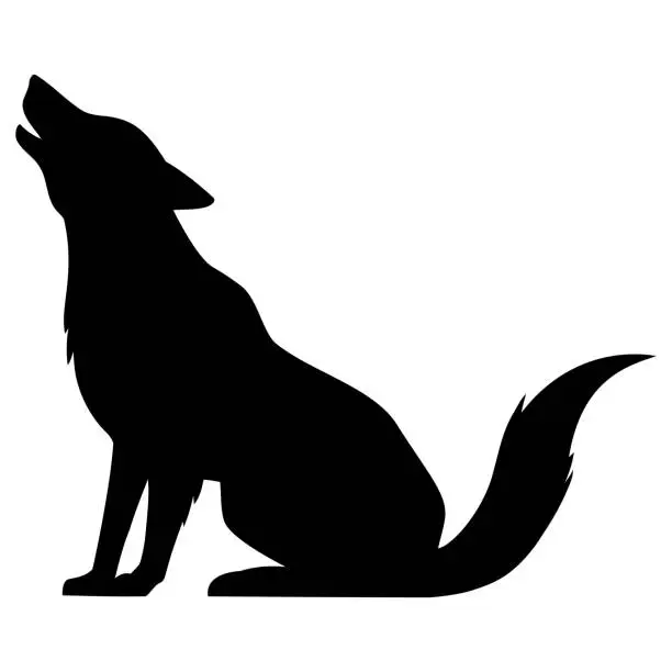 Vector illustration of Wolf Howling Silhouette