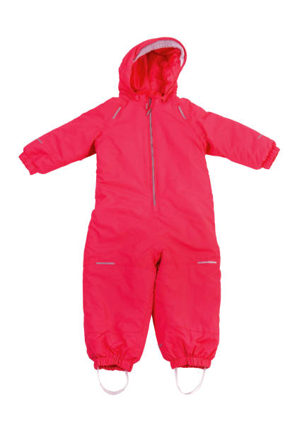 paño con capucha bebé caliente aislado en blanco - mono ski fotografías e imágenes de stock