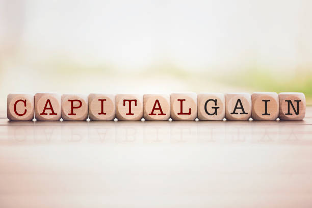 istock Capital Gain written on cube wooden blocks. 1125977346
