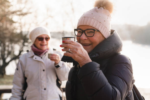 istock Active seniors exploring the Swedish winter landscapes 1125977548