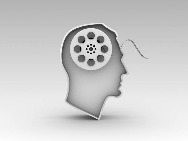 istock Human Head Shape with Film Reel - 3D Rendering 1125980097