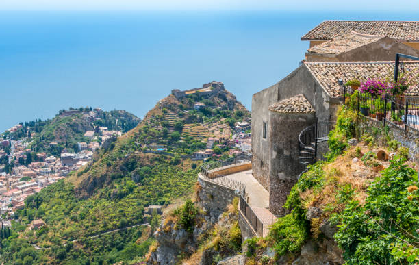 istock Panoramic sight in Castelmola, an ancient medieval village situated above Taormina, on the top of the mountain Mola. Sicily, Italy. 1125981943