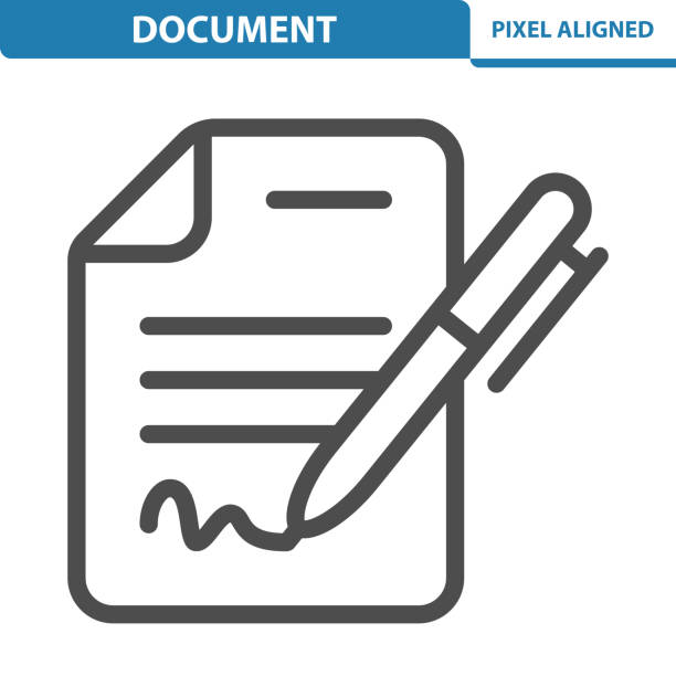 illustrations, cliparts, dessins animés et icônes de icône de document - signer