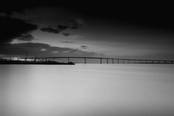 istock Black and white long exposure of bay 1125982441