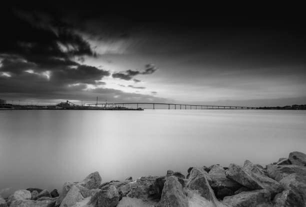 istock Black and white long exposure of bay 1125982451