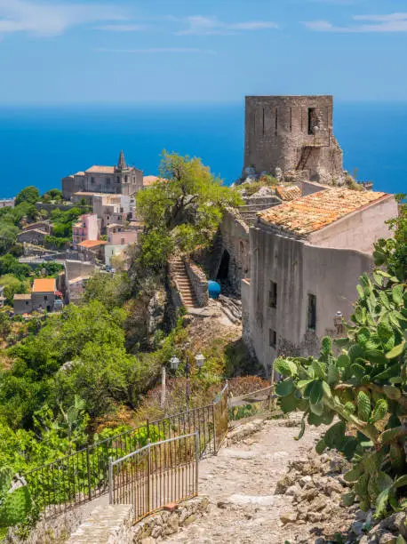 Scenic view in Forza d'Agrò, picturesque town in the Province of Messina, Sicily, southern Italy.