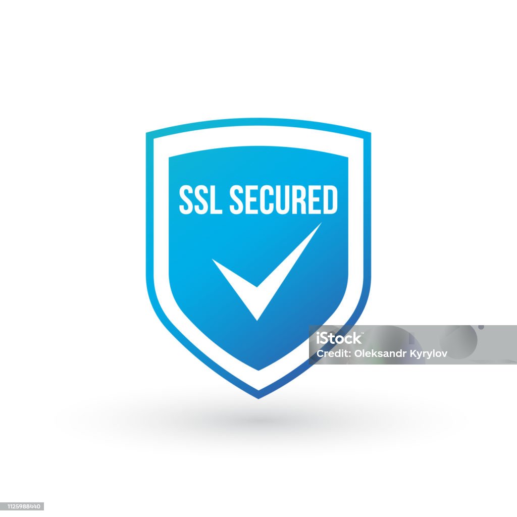 Ssl Protected Ssl Protection Secure Blue Shield Vector Illustration Isolated On White ...