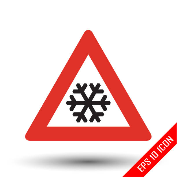 istock Snow ahead traffic sign. Vector illustration of triangular sign for snow ahead road sign isolated on white background. 1125988833