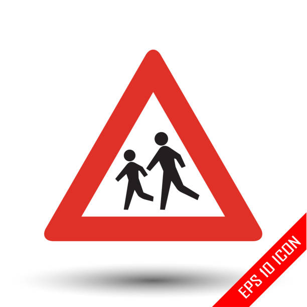 istock Pedestrians traffic sign. Vector illustration of triangular sign for pedestrians traffic sign isolated on white background. 1125988855